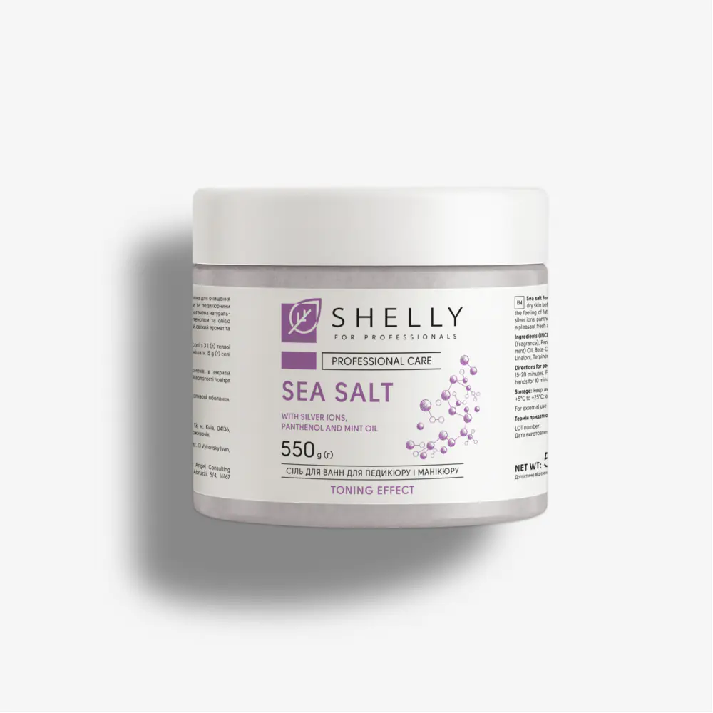 Сіль для ванн з іонами срібла, пантенолом та олією м'яти Shelly 550 г