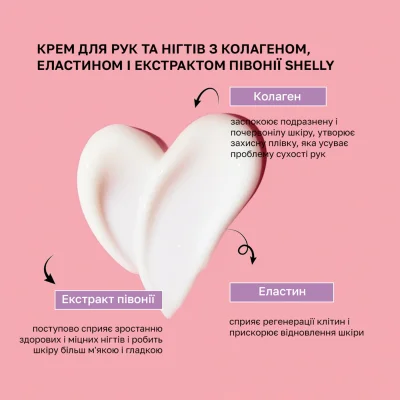 Крем для рук та нігтів з колагеном, еластином і екстрактом півонії Shelly 500 мл